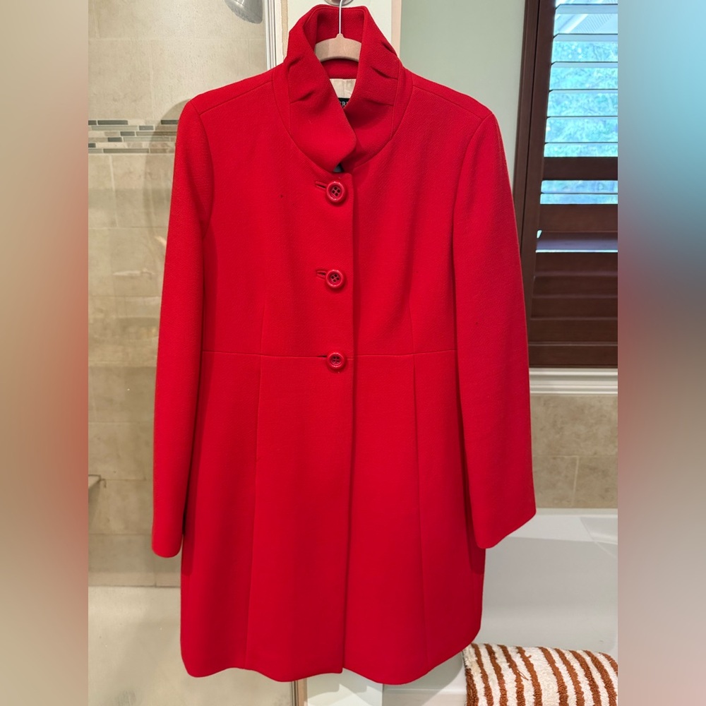 J. Crew Red Lady Day Long Wool Blend Coat, RED size 14